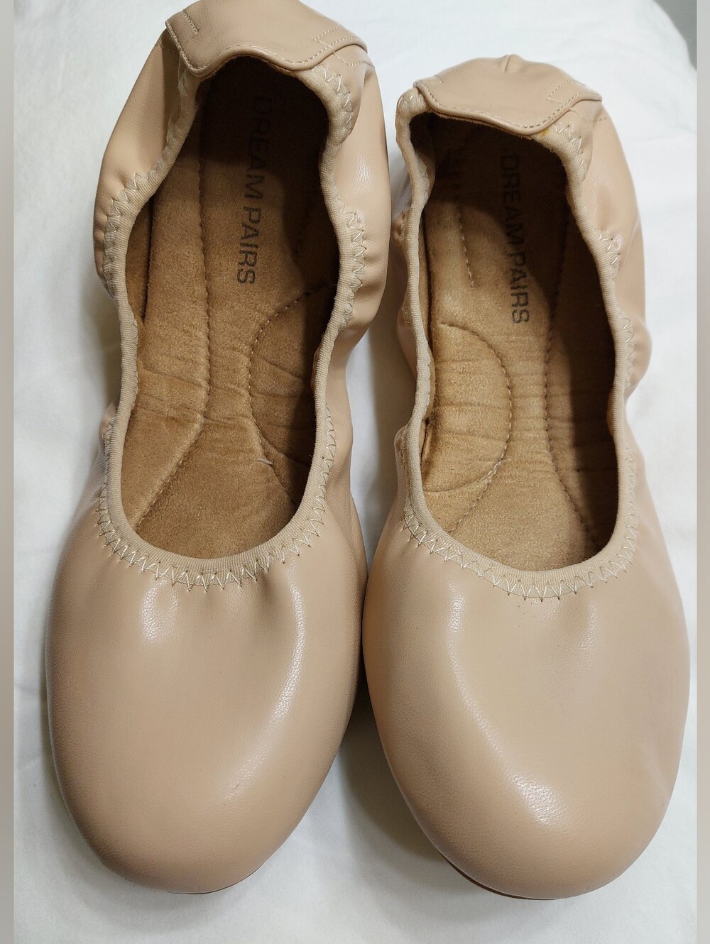 Dream Pairs Beige/Tan Elastic Ballet Flats